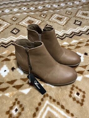 Classic Taupe Ankle Booties with Side Zip